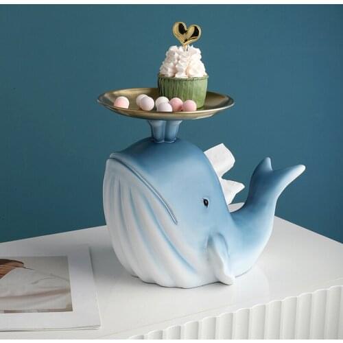 Home Decor Creative Tray Tissue Box Lovely Whale Key Multifunctional Storage Box Home Living Room Decoration Tea Table Drawer