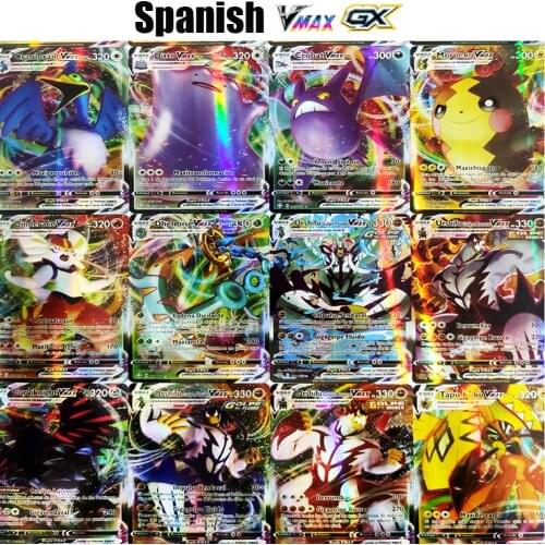 Anime Spanish Version Pokemon Card Board Holographic Playing Card Game Battle V VMAX Gx Tag Team MEGA Energy Trainer