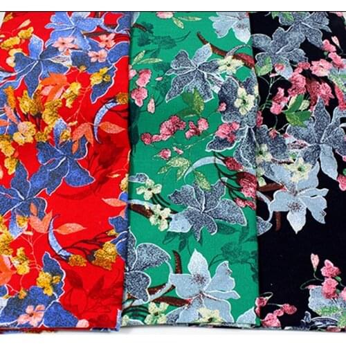 Cotton/linen ethnic style red green black flowers floral fabric for DIY handwork APPAREL dress cushion handwork home decoration