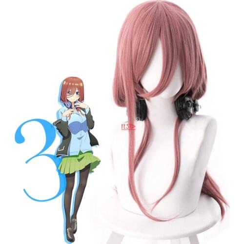 Anime The Quintessential Quintuplets Nakano Miku Cosplay Girls Long Wig Synthetic Hair + Free Wig Cap Halloween Party Role Play