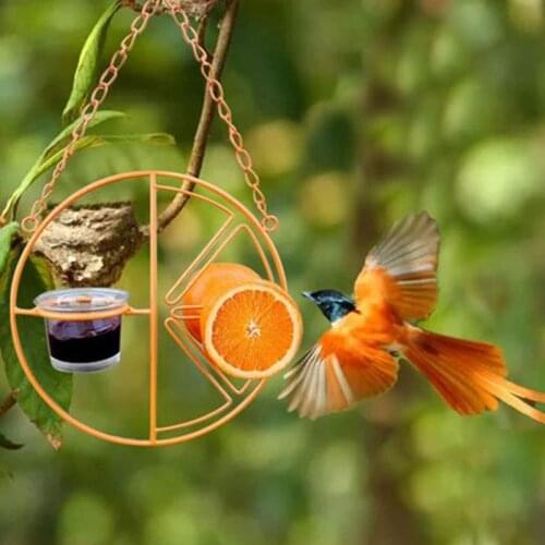 Hummingbird Feeder Outdoor Garden Metal Hanging Hummingbird Feeder Fruit Berry Bird Feeder Garden Yard Decorative E7