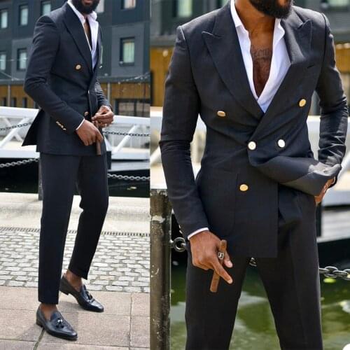 Handsome Men Tuxedos Suits Peaked Lapel Loose Blazer Custom Made Double Breasted Daily Streetwear Party Prom Coat