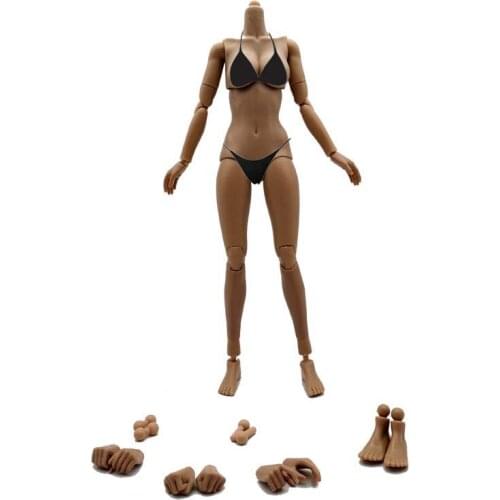 Tbleague 12in Scale Female Soldier Body Doll Model Toy Wheat Skin Color Large Chest Breast Doll for 1/6 Scale Head Sculpt Toys