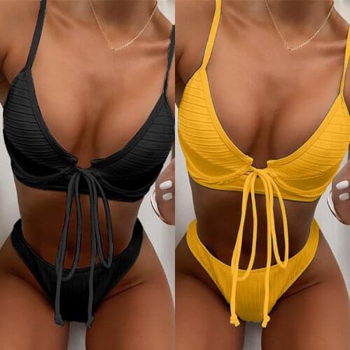 Swimming Suit For Women Solid Bandage Sexy Bathing Suit Women Bikini Push-Up Pad Swimwear Swimsuit Beachwear Set купальники