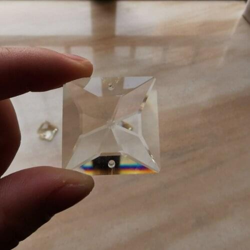 32*32mm clear multi-facet square crystal prism chandelier crystal with circular/rectangular holes Home Curtain Accessories
