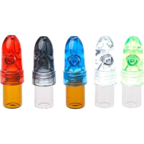 Small Acrylic Plastic Snuff Dispenser Bullet Rocket Snorter Glass Vial 53mm