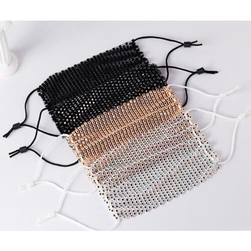 Bling Sequined Mask Decoration Elastic Mask Jewelry For Women Fashion Rhinestone Unisex For Halloween Costume Cosplay Face Mask