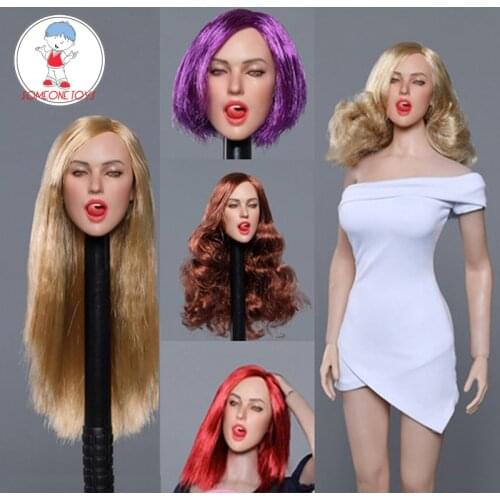1/6 Scale Female Head Sculpt GC021 Sexy Style Women Beauty Head Carving With Tongue for 12 INCHES Body Action Figures