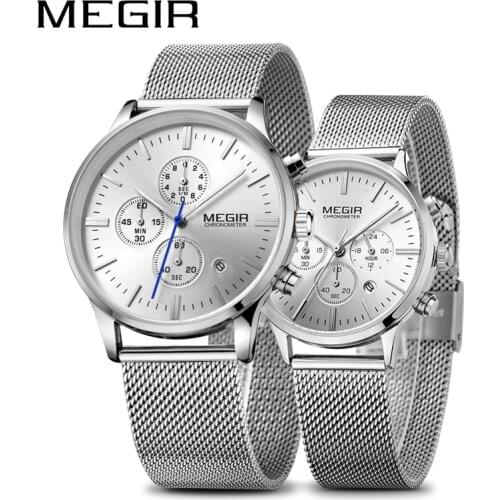 MEGIR Mens Watches Top Brand Luxury Waterproof Quartz Watch Set for Lovers Clock Hour Time Relogio Masculino Erkek Kol Saati