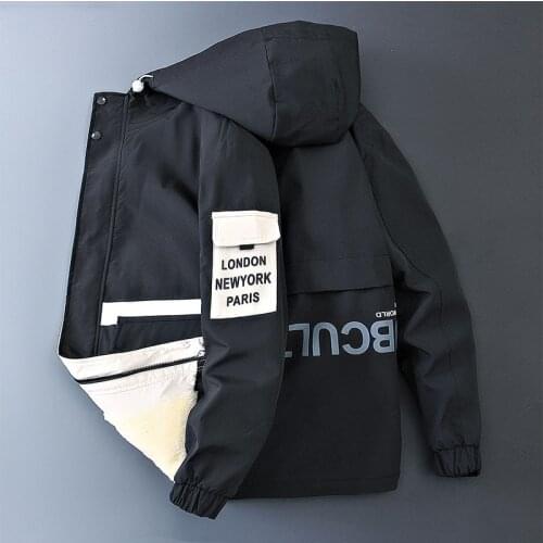 2021 Fashion Autumn Winter Fleece Mens Hooded Jacket Warm Cotton-Padded Jackets Plus Velvet Thick Top Coat Daily Wear Clothes