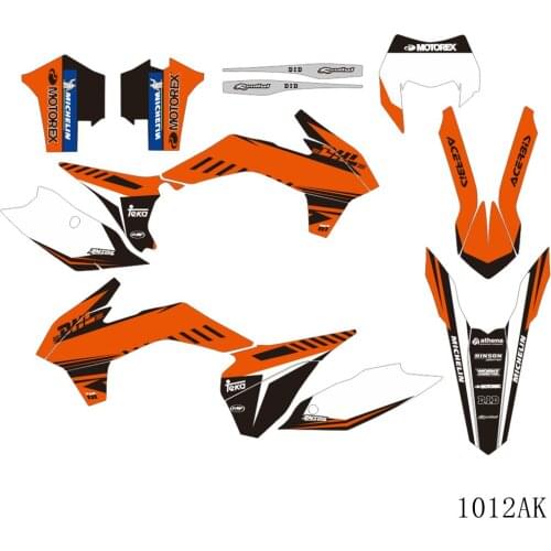 Full Graphics Decals Stickers Motorcycle Background Custom Number 3M For KTM EXC XCW XCFW 125 250 300 350 450 2014 2015 2016