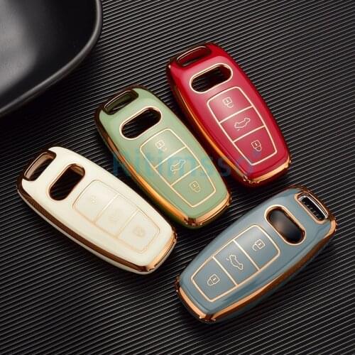 New Arrival For Audi Key Cover Case Protector TPU For Audi A3 2021 A6L A7 A8 Q8 E-tron C8 D5 2019 2020 Car Key Cover Holder Skin