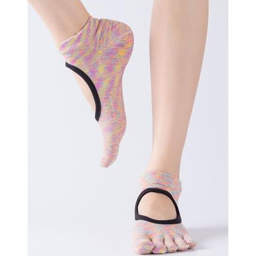 Parallel Halter Full-Toe Yoga Socks Breathable Anti Slip Comfortable Ladies Cotton Ballet Dance Socks Gym Fitness Sports Socks