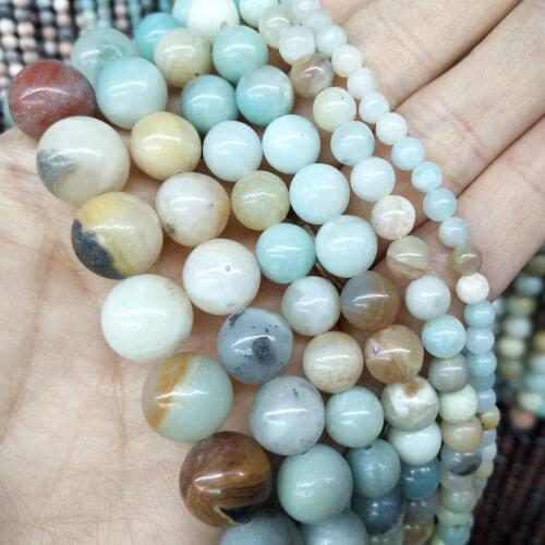 Natural Colorful Amazonite Stone Round Loose Spacer Beads For DIY Jewelry Making Bracelets Necklace Material 4/6/8/10/12mm