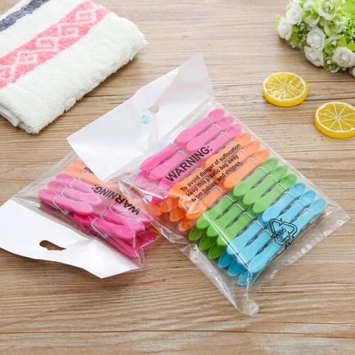 24pcs Laundry Clothes Pins Hanging Pegs Clips Plastic Clothespins Socks Underwear Drying Racks Holder Kitchen Towel Hangers