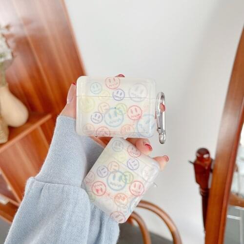 Transparent Smiley Protective Earphone Shell for Apple Airpods 1 2 Pro Bluetooth Wireless Earphone Protective Cover Capa Case