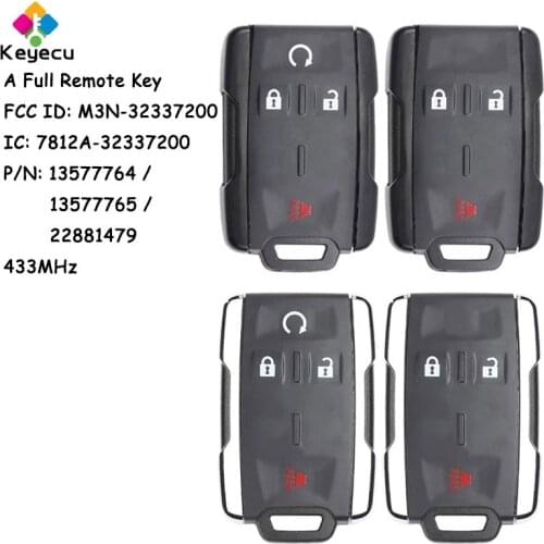 KEYECU M3N-32337200 Keyless Remote Control Car Key Fob for Chevrolet Silverado for GMC Sierra 2019 2020 With 3/ 4 Buttons 433MHz