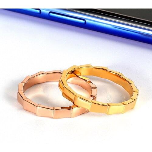 Luxury Brand Gold Finger Ring for Women Bamboo Joint Ring for Women Men Wedding Party Rings Love Titanium Steel Jewelry