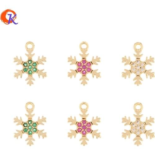 Cordial Design 50Pcs 10*13MM Jewelry Accessories/DIY/Hand Made/Snowflake Shape/Earrings Connectors/CZ Charms/Earrings Making