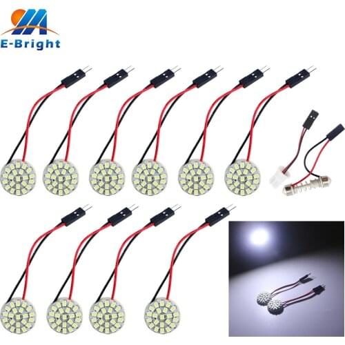 10pcs White T10 1206 22 SMD LED Light Panel Car Auto Interior Reading Map Parking Bulb Lamp Festoon Dome 2 Adapters DC12V