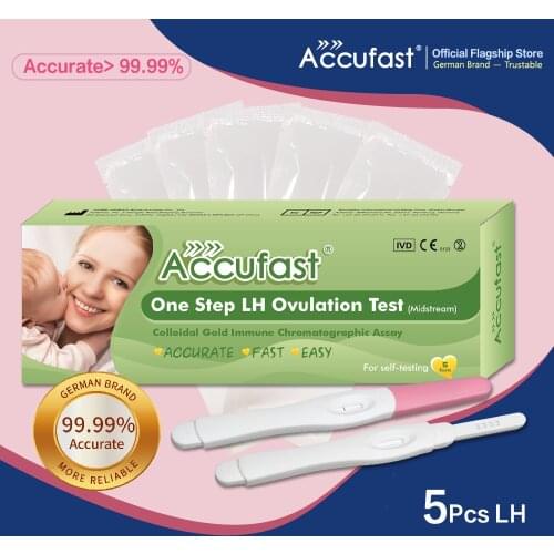 ACCUFAST 5Pcs LH Ovulation Test Stick One Step Early Fast Accurate Urine Test Kits 5Pcs LH Ovulation Test Midstream Suits