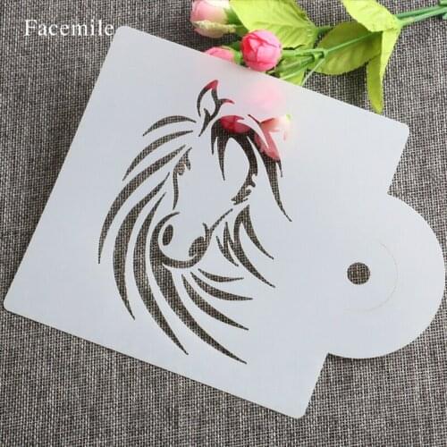 Facemile 1PCS Horses Mesh Stencil Lace Cake Cookie Coffee Stencil Template Wedding Fondant Cake Decorating Tools Cake Stencils