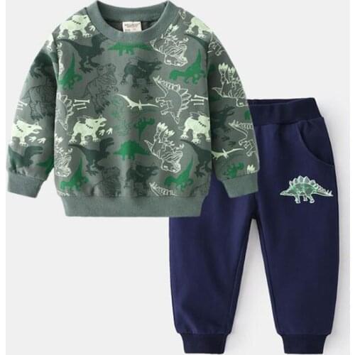 Spring Autumn Children Clothes Baby Boys Floral Designs Long Sleeve T-shirt + Pants Suit Casual Kids Baby Boy Clothes Suit