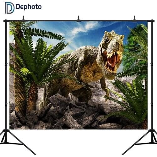 DePhoto Vinyl photography background Jurassic 3D dinosaur park backdrop photo studio children birthday party photocall