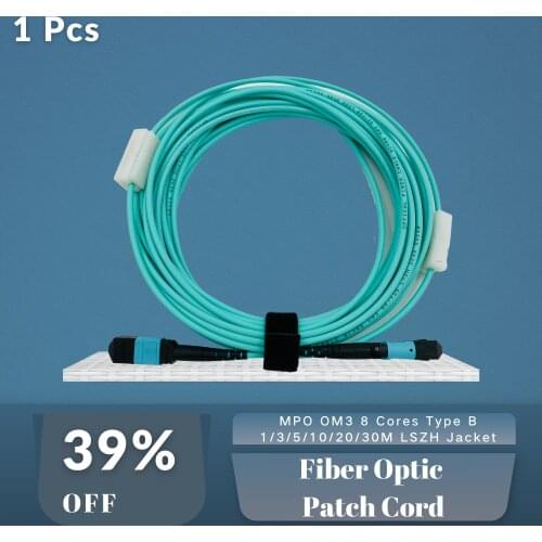MPO OM3 8 Cores Type B Fiber Optic Patch Cord Polarity B LSZH Jacket Jumper Cable 1/3/5/10/20/30M 1PCS
