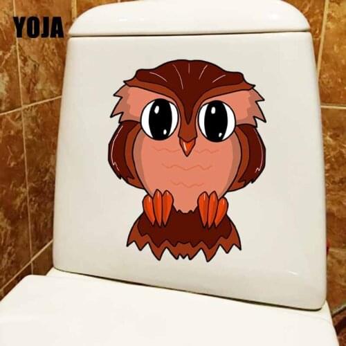 YOJA 18.8X24.1CM Cute Big Eyed Owl Toilet Decal Bedroom Home Decor Wall Sticker Cartoon T5-0519