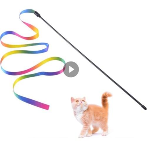 Funny Cat Stick Cat Toys Cute Funny Rainbow Rod Teaser Wand Plastic Household Pet Toys For Cats Interactive Stick Cat Supplies