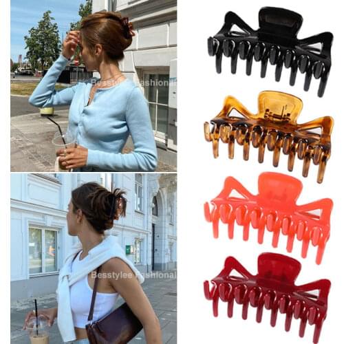 1Pc Korean Solid Hair Claws Elegant Clear Acrylic Hair Clips Hairpins Barrette Headwear for Women Girls Hair Accessories Gifts