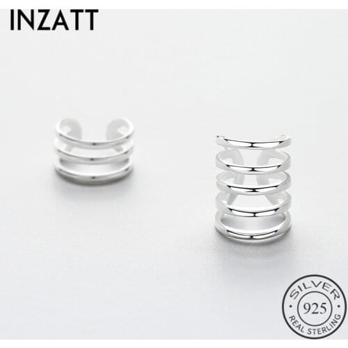 INZATT Punk Asymmetry Real 925 Sterling Silver Geometric Line Clip Earrings For Women FINE Jewelry Accessories Gifts 2020