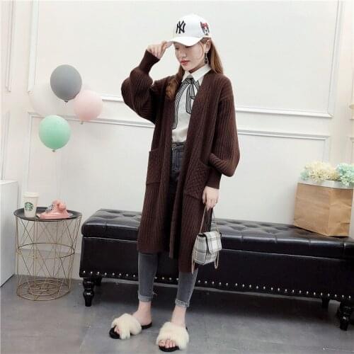 Cardigan Feminino Sweater Cardigan Girls Long Fund Korea Vertical Stripe Easy 2019 Autumn Pattern All-match Knitting Loose Coat