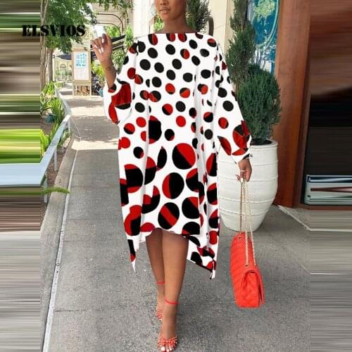 Autumn Fashion Women New Color Dots Print O Neck Mini Dress Casual Long Sleeves Loose Irregular Slim Elegant Party Lady Dresses