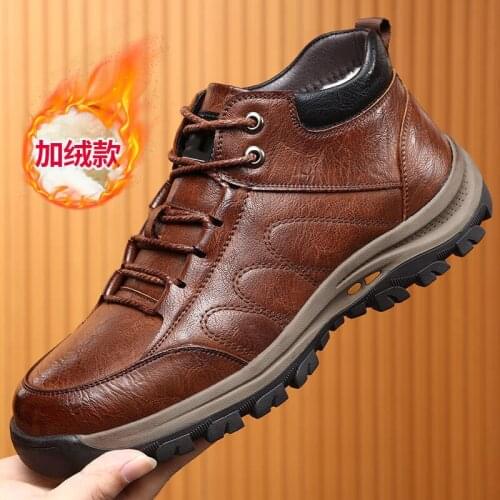 Winter new style plus velvet thickening high-top warmth hiking shoes snow boots mens boots non-slip wear-resistant
