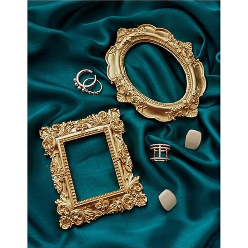 Golden Vintage Photo Frame Photography Backdrop Props Life Shoot Studio Decoration for Jewelry Ring Necklace Earrings Fotografia