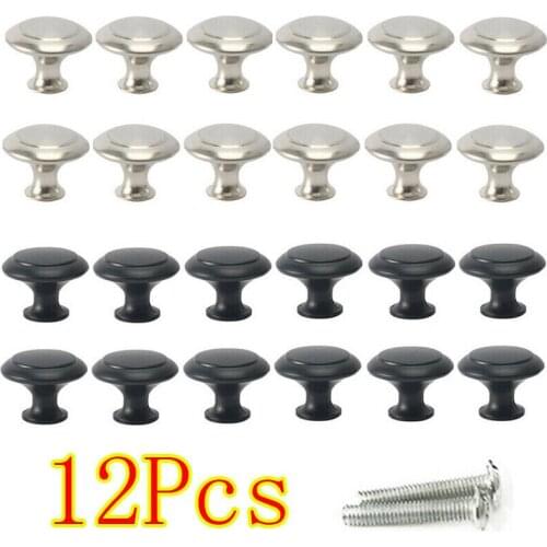 12 Pcs Mini Knob Cabinet Handles Stainless Steel Drawer Hand Pulls Replacement Furniture Door Hardware Black Silver DIY Knobs