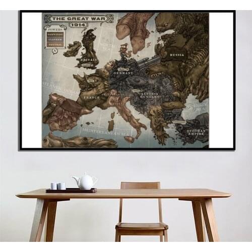 150x100cm The Europe Map In 1914 Non-woven Canvas Painting Retro Wall Art Poster Office Home Decor School Supplies