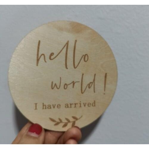 20x Laser Engraved Hello world i have arrived birth stat board for newborns baby announcement Newborn Photography Prop Keepsake