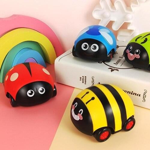 4Pcs/Set Kids Mini Cartoon Animals Insects Shaped Pull Back Car Model Toys Gift