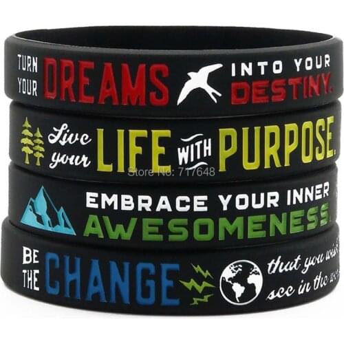 40pcs Positive Message Motivational Sayings wristband silicone bracelets free shipping by epacket A