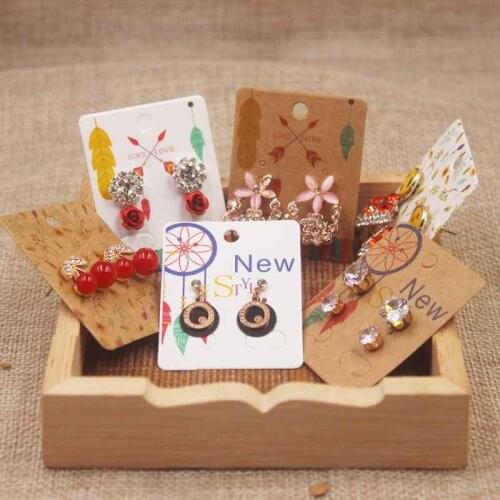 5*4cm Dreamcatcher stud earring display tag flower twp pairs earring tag card colorful print jewelry earring packing card100/lot