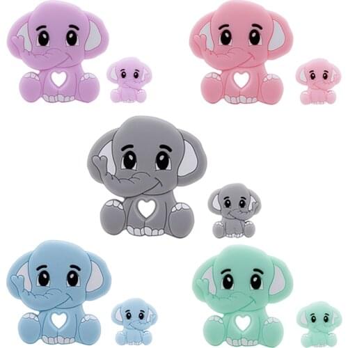 Lets Make 5pc/10pcs BPA Free Animal Silicone Teethers Elephant Baby Teething Product Food Grade Tiny Rod Shower Gifts Cartoon