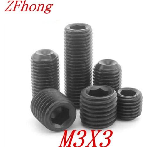 500PCS din916 m3x3 m3*3 black Allen Head Hex Socket Set Screw Grub Screw with cup point