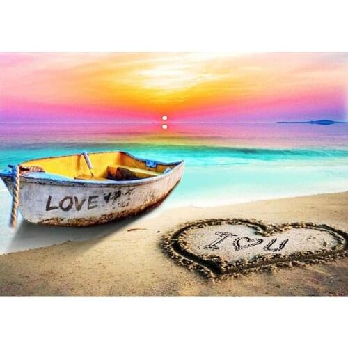 5d diy diamond Painting Seaside Beach Love Boat Full Drill embroidery Cross Stitch Mosaic Craft Kits Home Decor Christmas Gift