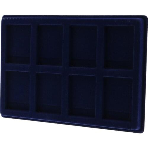 8 Grid Velvet Frame Series Display Tray Coin Holder for NGC Coin Display Box -Blue