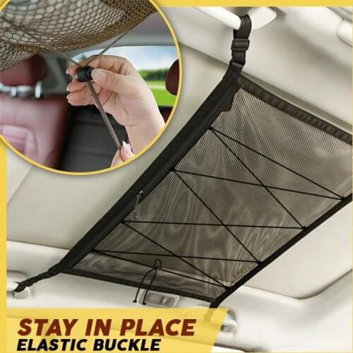 Car Net Pocket Storage Ceiling Roof Cargo Net in The Trunk Interior Bag For Auto Container Universal Multifunction Accessories