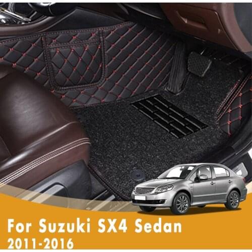 RHD Custom Car Floor Mats For Suzuki SX4 Sedan 2016 2015 2014 2013 2012 2011 Double Layer Wire Loop Car Accessories Carpet Cover