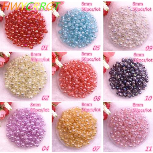 New 50 Pcs/lot 8mm Transparent Broken Flower AB Color Round Beads Loose Spacer Beads for Jewelry Making DIY Bracelet